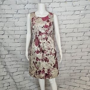 Lela Rose Metallic Jacquard Sheath Dress